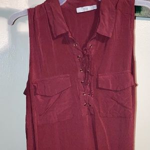 Burgundy Sleeveless Blouse
